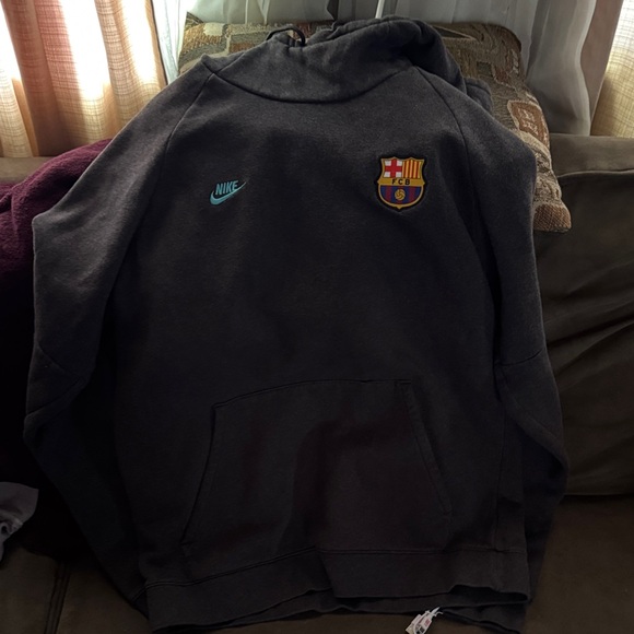 Nike Other - Nike Men's Charcoal Hoodie with Barcelona Emblem
